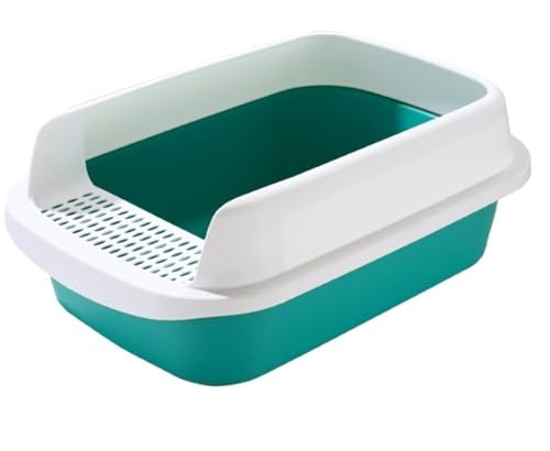 GOOPEEG Cat Litter Box Offene Katzentoilette Mit Hoher Seitenwand, Spritzschutz Und Streu-Siebschaufel Katzenklo(Grün) von GOOPEEG