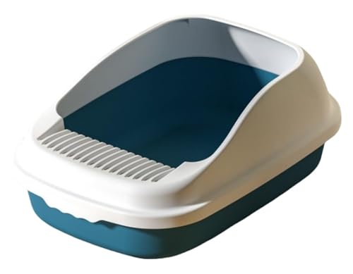 GOOPEEG Cat Litter Box Spritzschutz-Katzentoilette, Katzenstreubecken, Halbgeschlossene Box Mit Katzenstreuschaufel Für Haustiere Katzenklo(Blue) von GOOPEEG