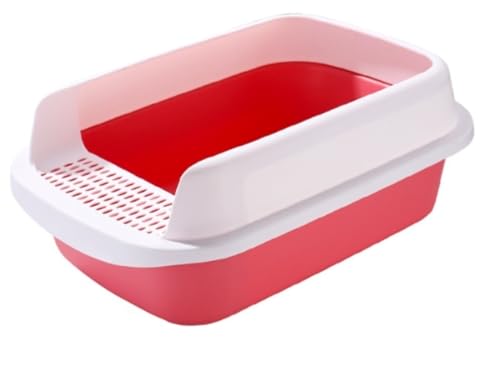 GOOPEEG Cat Litter Box Tragbare Katzentoilette Mit Hohen Seitenwänden, Halbgeschlossen, Große, Spritzwassergeschützte, Sandkasten Katzenklo(Pink) von GOOPEEG