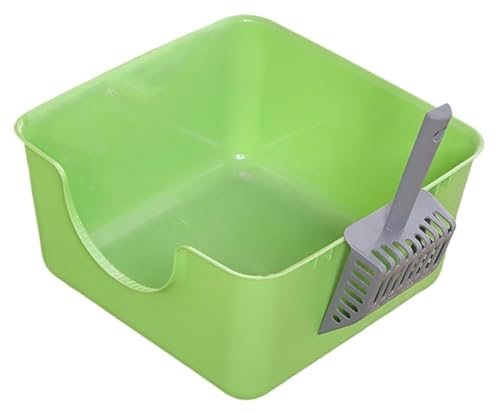 GOOPEEG Cat Litter Box U-förmige Katzentoilette Mit Abgesenkter Vorderseite, Bettpfanne, Glatt, Für Alle Arten Von Katzenstreu, Sandkasten Katzenklo(Grün) von GOOPEEG