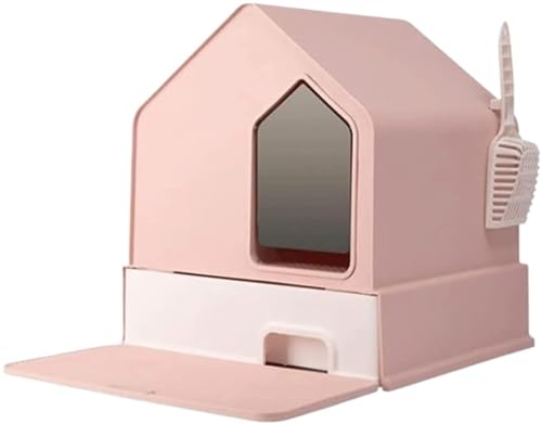 GOOPEEG Cat Litter Box Vollständig Geschlossene Katzentoilette, Übergroße Schubladenausführung, Leicht Zu Reinigen, Spritzwassergeschützte Katzenklo(Pink) von GOOPEEG