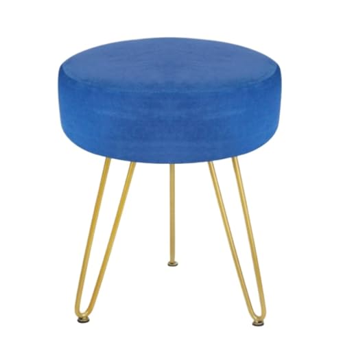 GOOPEEG Fußhocker, Sofa Hocker 1Pcs Moderne Hause Fußstütze Runde Fußhocker Samt Wechselschuhhocker(Blue) von GOOPEEG