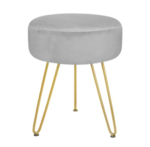 GOOPEEG Fußhocker, Sofa Hocker 1Pcs Moderne Hause Fußstütze Runde Fußhocker Samt Wechselschuhhocker(Grey) von GOOPEEG