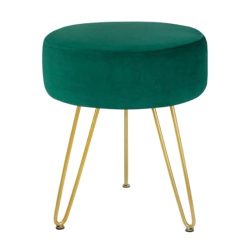 GOOPEEG Fußhocker, Sofa Hocker 1Pcs Moderne Hause Fußstütze Runde Fußhocker Samt Wechselschuhhocker(Grün) von GOOPEEG