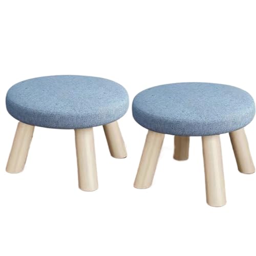 GOOPEEG Fußhocker, Sofa Hocker 2Pcs Massivholz Bein Hocker Waschbar Stoff Sitz Mehrere Zweck Wechselschuhhocker(Blue) von GOOPEEG