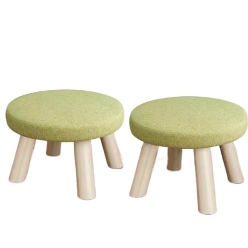 GOOPEEG Fußhocker, Sofa Hocker 2Pcs Massivholz Bein Hocker Waschbar Stoff Sitz Mehrere Zweck Wechselschuhhocker(Grün) von GOOPEEG