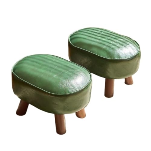 GOOPEEG Fußhocker, Sofa Hocker 2er-Pack Ovale Fußhocker, Rahmen Aus Massivem Gummibaumholz, PU-Polsterung Wechselschuhhocker von GOOPEEG