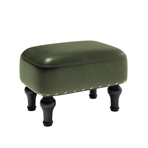 GOOPEEG Fußhocker, Sofa Hocker Fußhocker, Fußstütze Aus Leder Mit Schaumgepolsterter Sitzfläche, Holzbeine Wechselschuhhocker(Grün) von GOOPEEG