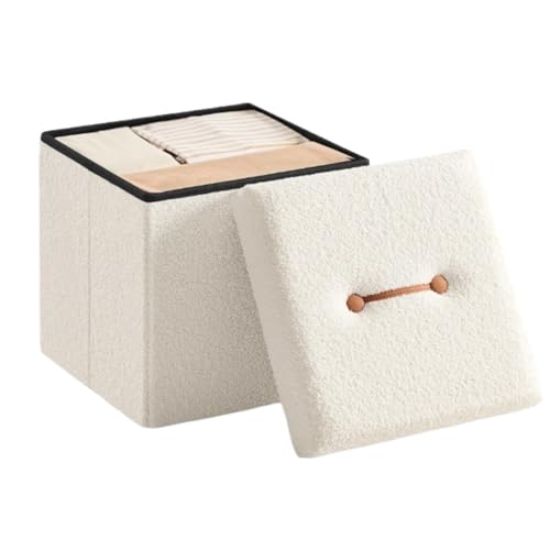 GOOPEEG Fußhocker, Sofa Hocker Fußhocker, Klappbarer Fußstützenhocker Mit Stauraum for Wohnheim Wechselschuhhocker(White) von GOOPEEG