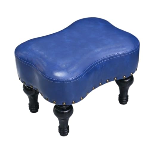 GOOPEEG Fußhocker, Sofa Hocker Fußhocker, Kleine Fußstütze, Niedriger Hocker for Eingangsbereich Und Wohnzimmerdekor Wechselschuhhocker(Blue) von GOOPEEG