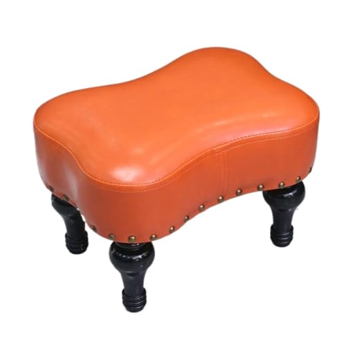 GOOPEEG Fußhocker, Sofa Hocker Fußhocker, Kleine Fußstütze, Niedriger Hocker for Eingangsbereich Und Wohnzimmerdekor Wechselschuhhocker(Orange) von GOOPEEG