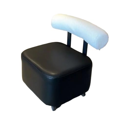 GOOPEEG Fußhocker, Sofa Hocker Fußhocker 360° Drehbarer Hocker Mit Samtrückenlehne Wechselschuhhocker(Black) von GOOPEEG