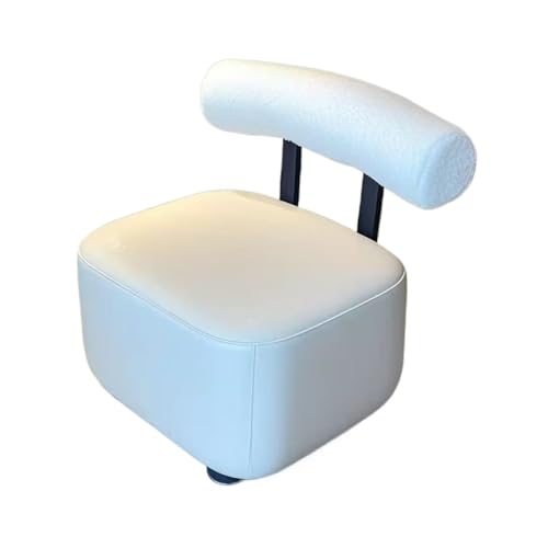 GOOPEEG Fußhocker, Sofa Hocker Fußhocker 360° Drehbarer Hocker Mit Samtrückenlehne Wechselschuhhocker(White) von GOOPEEG