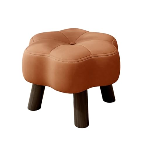 GOOPEEG Fußhocker, Sofa Hocker Fußhocker Aus Leder, Rahmen Massivholz, Mehrere Funktionale Kleine Hocker Wechselschuhhocker(Brown) von GOOPEEG