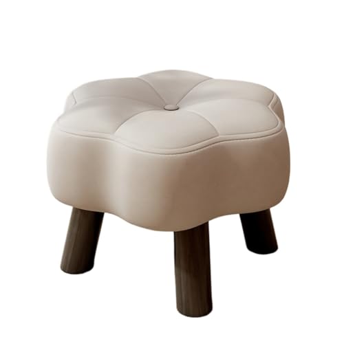 GOOPEEG Fußhocker, Sofa Hocker Fußhocker Aus Leder, Rahmen Massivholz, Mehrere Funktionale Kleine Hocker Wechselschuhhocker(White) von GOOPEEG