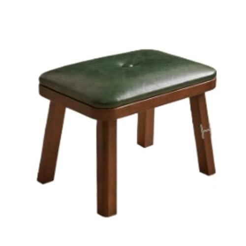 GOOPEEG Fußhocker, Sofa Hocker Fußhocker Aus Massivholz Mit Weich Gepolstertem Sitz, Kleiner Hocker for Zu Hause Wechselschuhhocker(Grün) von GOOPEEG