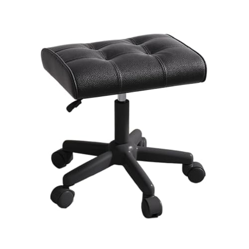 GOOPEEG Fußhocker, Sofa Hocker Höhenverstellbarer Fußhocker, Gepolstertes, Dickes Kissen Aus Leder Wechselschuhhocker(Black) von GOOPEEG