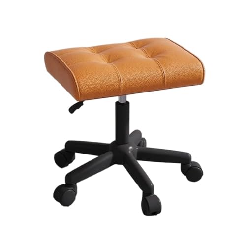 GOOPEEG Fußhocker, Sofa Hocker Höhenverstellbarer Fußhocker, Gepolstertes, Dickes Kissen Aus Leder Wechselschuhhocker(Orange) von GOOPEEG