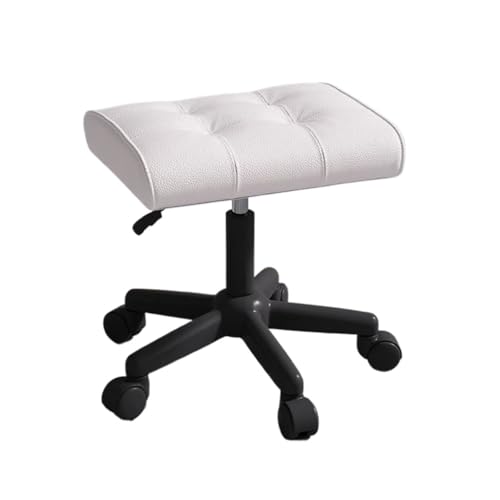 GOOPEEG Fußhocker, Sofa Hocker Höhenverstellbarer Fußhocker, Gepolstertes, Dickes Kissen Aus Leder Wechselschuhhocker(White) von GOOPEEG