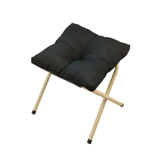 GOOPEEG Fußhocker, Sofa Hocker Klappbarer Fußhocker Mit Dickem Kissen, Multifunktional, Tragbar Wechselschuhhocker(Black) von GOOPEEG