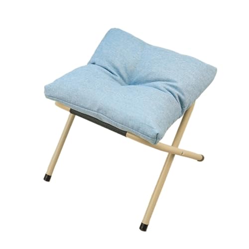 GOOPEEG Fußhocker, Sofa Hocker Klappbarer Fußhocker Mit Dickem Kissen, Multifunktional, Tragbar Wechselschuhhocker(Blue) von GOOPEEG