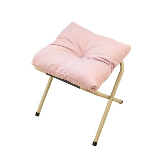 GOOPEEG Fußhocker, Sofa Hocker Klappbarer Fußhocker Mit Dickem Kissen, Multifunktional, Tragbar Wechselschuhhocker(Pink) von GOOPEEG