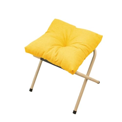 GOOPEEG Fußhocker, Sofa Hocker Klappbarer Fußhocker Mit Dickem Kissen, Multifunktional, Tragbar Wechselschuhhocker(Yellow) von GOOPEEG