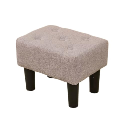 GOOPEEG Fußhocker, Sofa Hocker Kleiner Fußhocker, Rechteckig, Niedrig, Mit Holzbeinen, Weichem Kissen Wechselschuhhocker(Gray) von GOOPEEG