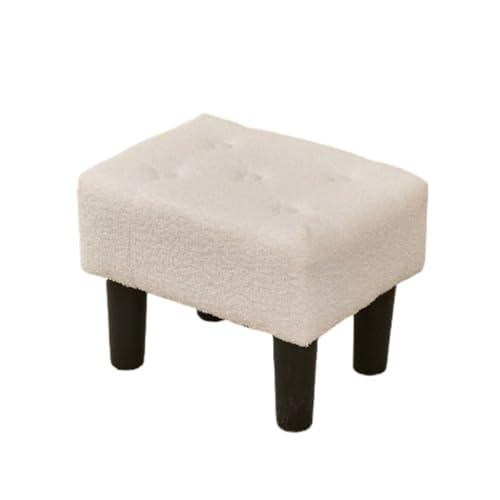GOOPEEG Fußhocker, Sofa Hocker Kleiner Fußhocker, Rechteckig, Niedrig, Mit Holzbeinen, Weichem Kissen Wechselschuhhocker(White) von GOOPEEG