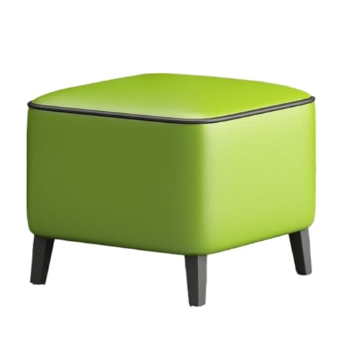 GOOPEEG Fußhocker, Sofa Hocker Moderner Minimalistischer Quadratischer Fußhocker Mit Weichem Ledersitz, Pouffe-Hocker Wechselschuhhocker(Grün) von GOOPEEG