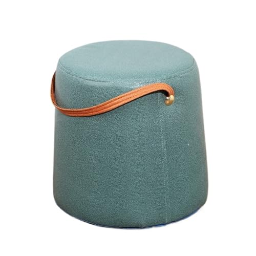 GOOPEEG Fußhocker, Sofa Hocker Moderner Zylindrischer Fußhocker Mit Griff, Fußstütze Aus Kunstleder Wechselschuhhocker(Grün) von GOOPEEG