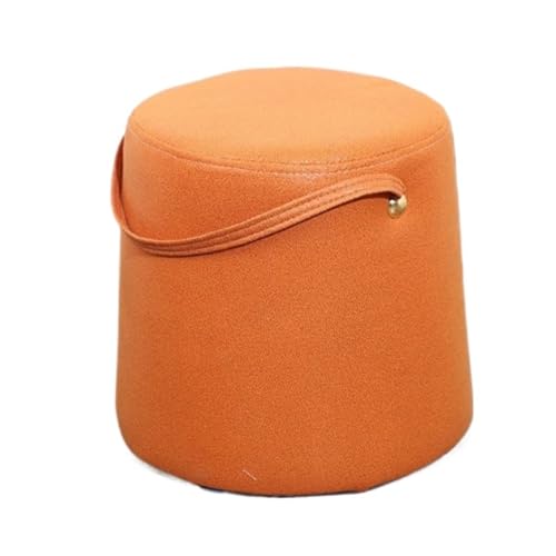 GOOPEEG Fußhocker, Sofa Hocker Moderner Zylindrischer Fußhocker Mit Griff, Fußstütze Aus Kunstleder Wechselschuhhocker(Orange) von GOOPEEG
