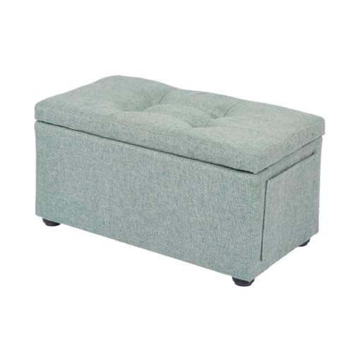 GOOPEEG Fußhocker, Sofa Hocker Multifunktionaler Fußhocker, Verstecktes Staufach, Seitentasche Wechselschuhhocker(Cyan) von GOOPEEG