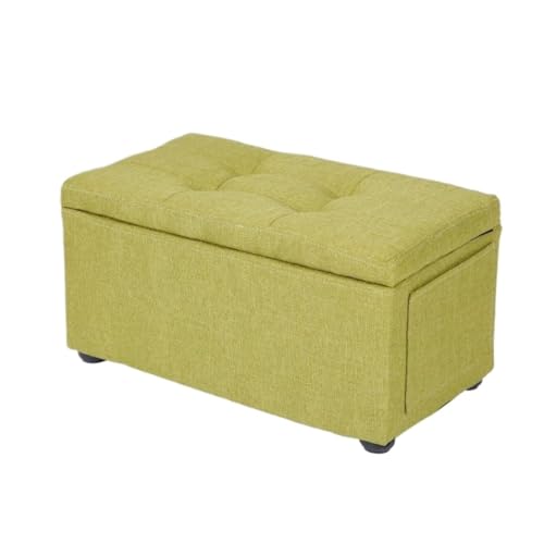 GOOPEEG Fußhocker, Sofa Hocker Multifunktionaler Fußhocker, Verstecktes Staufach, Seitentasche Wechselschuhhocker(Grün) von GOOPEEG