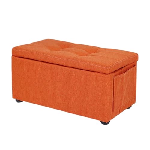 GOOPEEG Fußhocker, Sofa Hocker Multifunktionaler Fußhocker, Verstecktes Staufach, Seitentasche Wechselschuhhocker(Orange) von GOOPEEG