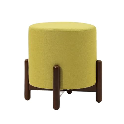 GOOPEEG Fußhocker, Sofa Hocker Multifunktionaler Runder Fußhocker Aus Stoff Mit Holzbeinen for Den Eingangsbereich Wechselschuhhocker(Grün) von GOOPEEG