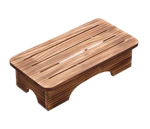 GOOPEEG Fußhocker, Sofa Hocker Tritthocker Aus Holz for Küche, Badezimmer, Pflanzenregal Im Japanischen Stil Wechselschuhhocker(Brown,45x24x12cm) von GOOPEEG