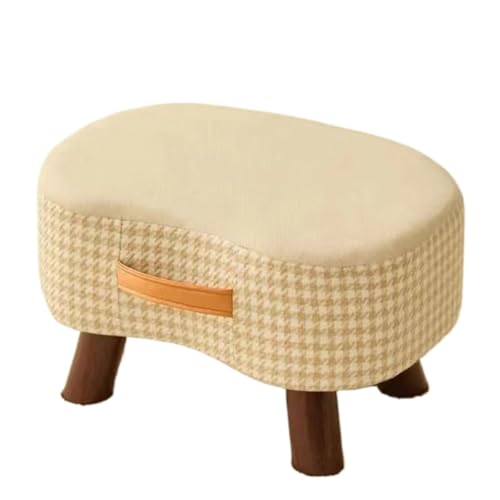 GOOPEEG Fußhocker, Sofa Hocker Weich Gepolsterter Fußhocker Mit Gemusterten Holzbeinen for Zuhause Wechselschuhhocker(Beige) von GOOPEEG