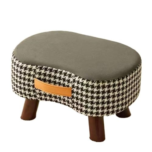GOOPEEG Fußhocker, Sofa Hocker Weich Gepolsterter Fußhocker Mit Gemusterten Holzbeinen for Zuhause Wechselschuhhocker(Gray) von GOOPEEG