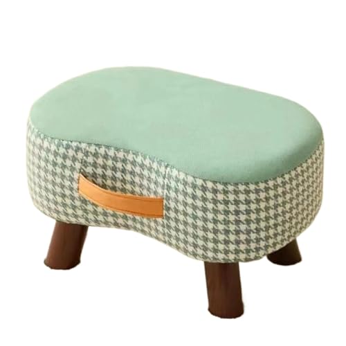 GOOPEEG Fußhocker, Sofa Hocker Weich Gepolsterter Fußhocker Mit Gemusterten Holzbeinen for Zuhause Wechselschuhhocker(Grün) von GOOPEEG