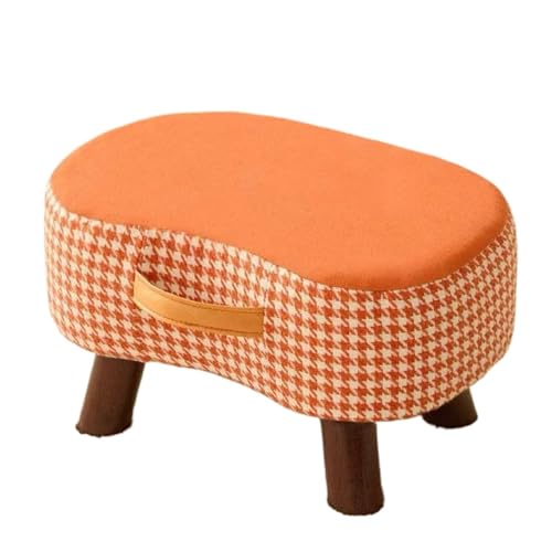 GOOPEEG Fußhocker, Sofa Hocker Weich Gepolsterter Fußhocker Mit Gemusterten Holzbeinen for Zuhause Wechselschuhhocker(Orange) von GOOPEEG