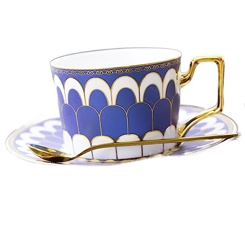 GOOPEEG Mokkatassen, Tassen 1 Set Kaffeetasse Untertasse 250 Ml Luxus Keramiktasse Teeset Café Espressotasse Trinkgeschirr Espresso Cup(B) von GOOPEEG