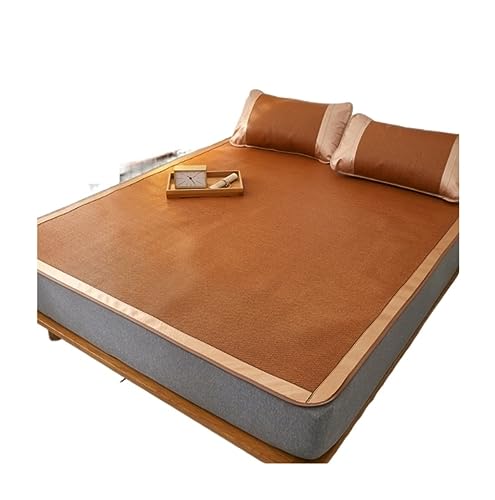 GOOPEEG Sommer-Schlafmatte, Sommer-Rattan-Matratze, Bambus-Schlafmatte, rutschfest, Faltbar, Glatt, Kühlende Matratze Sommerbettwäsche(B,0.9 * 1.9m/3 * 6.2ft) von GOOPEEG