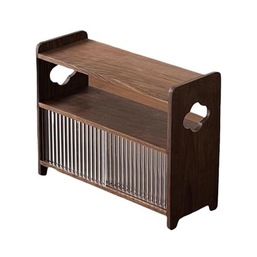 GOOPEEG Tassenhalter Stand,Küchenregal Doppellagiges, staubdichtes Tassenregal aus schwarzem Walnussholz for die Aufbewahrung auf dem Schreibtisch Moderne Die Küche von GOOPEEG