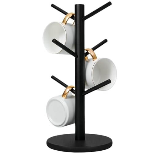 GOOPEEG Tassenhalter Stand,Küchenregal Tassenhalter Baum Kaffeetassenhalter mit 6 Haken Moderne Die Küche(Black) von GOOPEEG