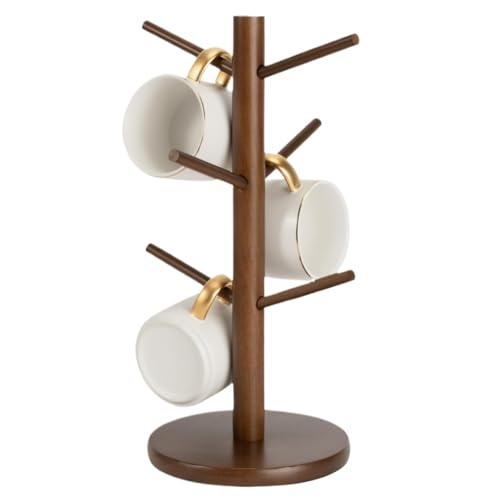 GOOPEEG Tassenhalter Stand,Küchenregal Tassenhalter Baum Kaffeetassenhalter mit 6 Haken Moderne Die Küche(Brown) von GOOPEEG