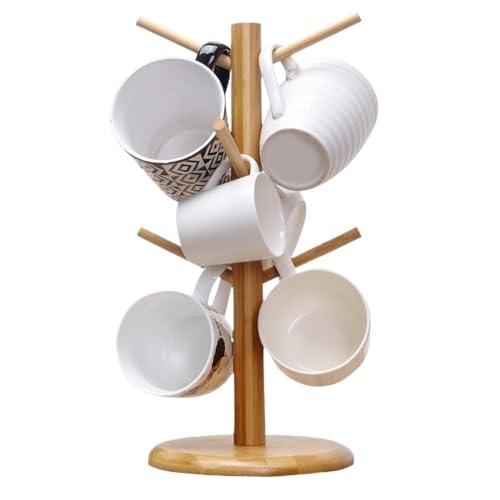 GOOPEEG Tassenhalter Stand,Küchenregal Tassenhalter Baum Kaffeetassenhalter mit 6 Haken Moderne Die Küche(Yellow) von GOOPEEG
