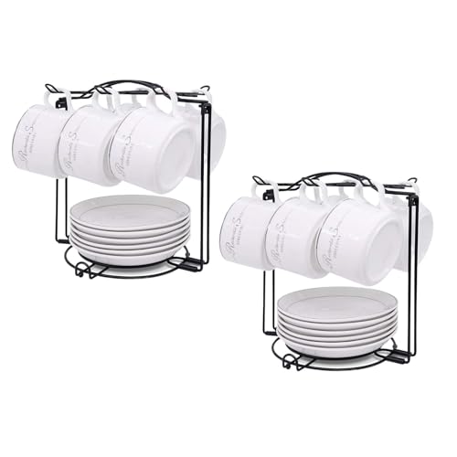 GOOPEEG Tassenhalter Stand,Küchenregal Tee Tassen Halter Metall Rack Faltbare Organizer Kaffee Löffel Untertassen Moderne Die Küche von GOOPEEG