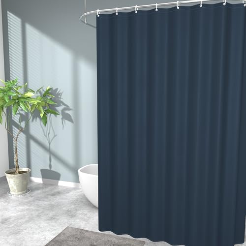 GOOPOOL Duschvorhang, Wasserabweisend Duschvorhang mit Gewicht, Duschvorhang Textil Waschbar Polyester Stoff Badevorhänge für Badezimmer, mit 12 Duschvorhängeringen, H200 x B200 cm Blau von GOOPOOL