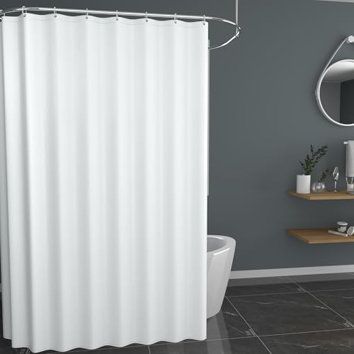 GOOPOOL Duschvorhang 240x200, Wasserabweisend Duschvorhang mit Gewicht, Duschvorhang Textil Waschbar Polyester Stoff Badevorhänge für Badezimmer, mit 16 Duschvorhängeringen, H200 x B240 cm Weiß von GOOPOOL